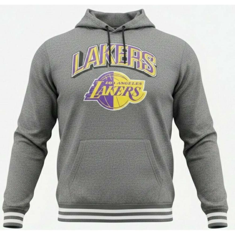 Los Angeles Lakers XXL Ultra Game Hoodie Mens LA Gray Logo